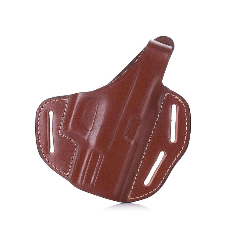 Funda exterior OWB de cuero marrón con cierre de pulgar de acero - Vista 1