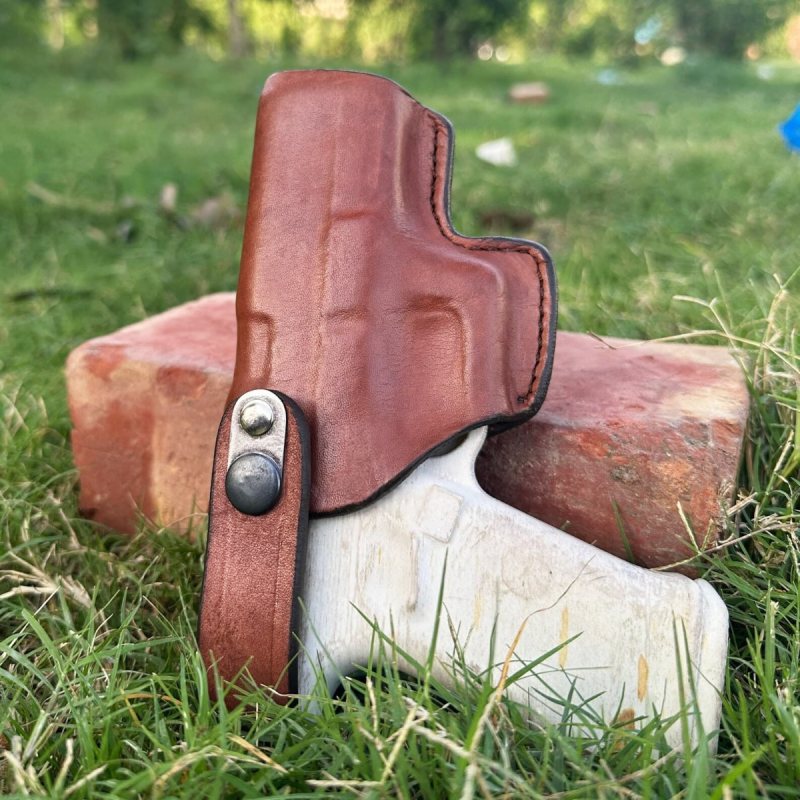 Funda exterior OWB de cinturón de cuero de perfil fino con correa de seguridad - Vista 6