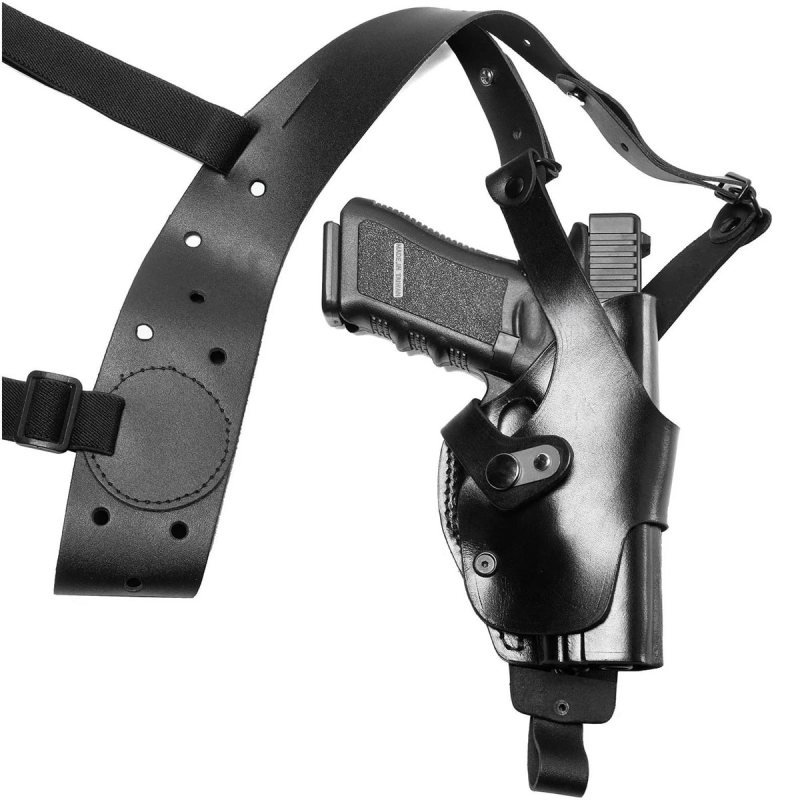 Funda de hombro vertical Roto de cuero negro con cierre de pulgar de acero - Vista 17