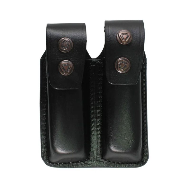Portacargador doble de cuero negro para 9mm - Vista 5