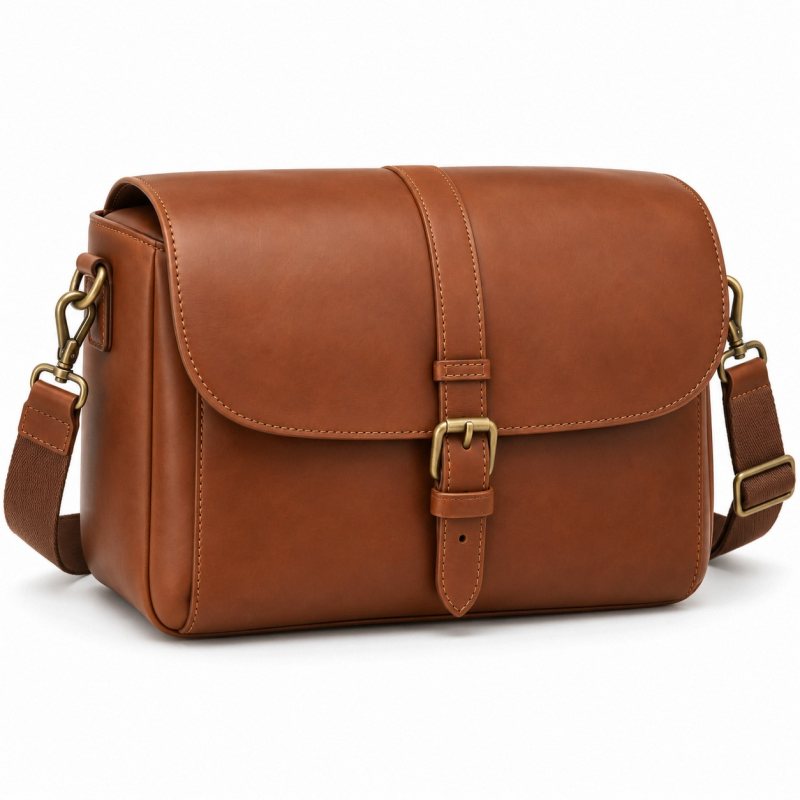 Bolsa de cámara de piel con separadores acolchados - Vista completa del producto