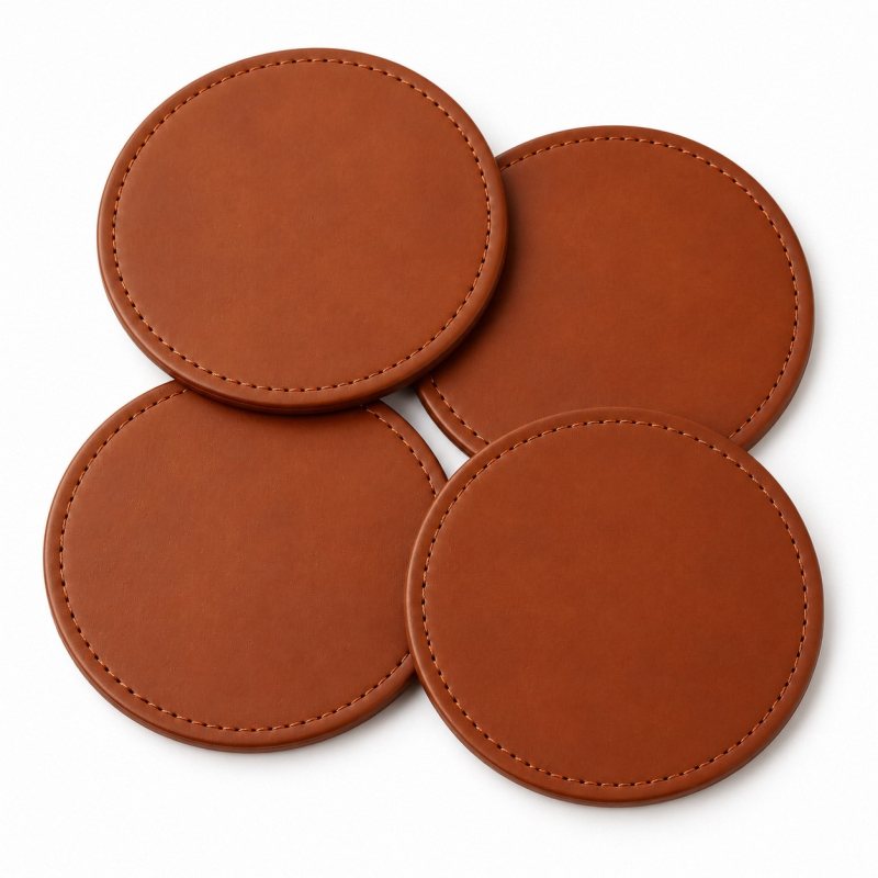 Juego de cuatro posavasos de piel - Vista completa del producto