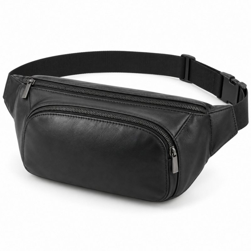 Riñonera de piel con compartimento de funda independiente - Vista completa del producto