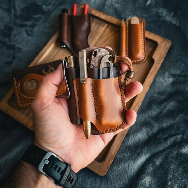 Organizador de bolsillo EDC de cuero - Vista 1
