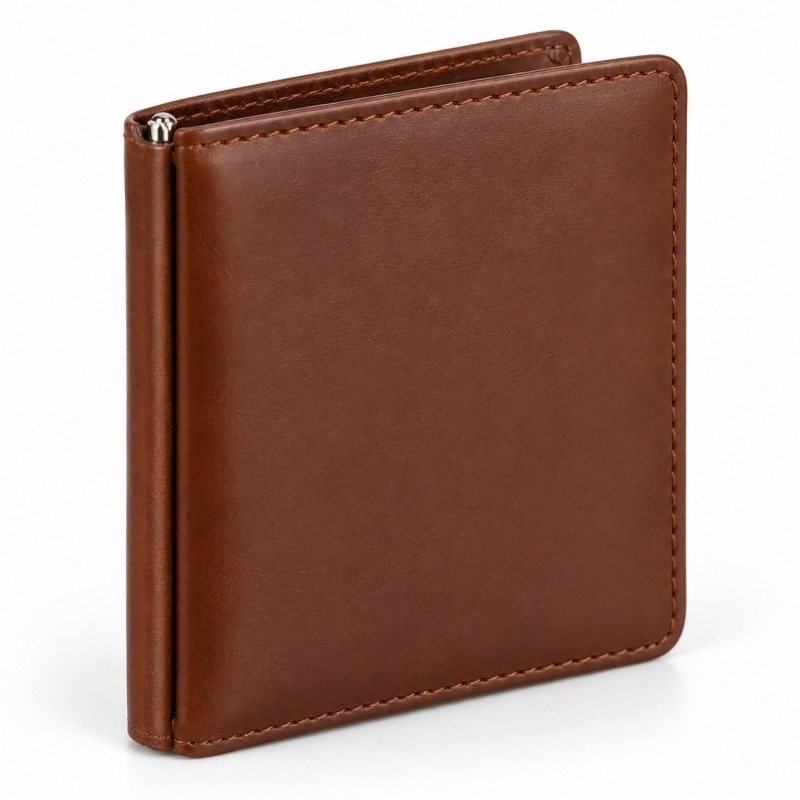 Cartera de piel con pinza para billetes - Vista exterior cerrada