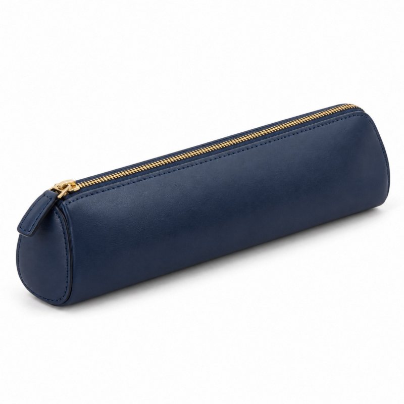 Estuche de piel para bolígrafos con cremallera - Vista exterior cerrada