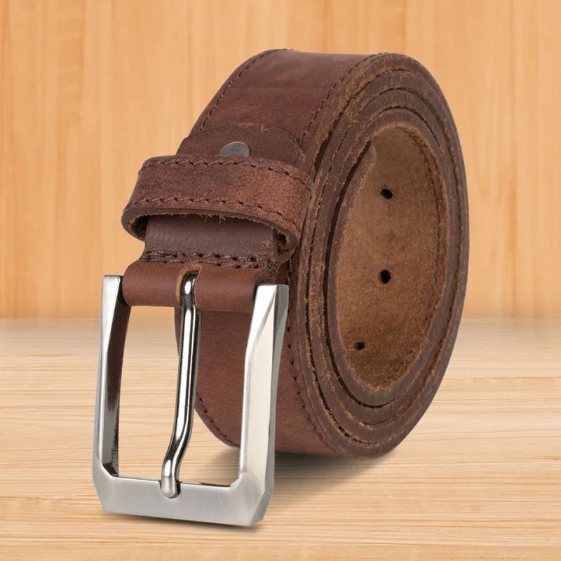 Cinturón de cuero auténtico marrón para hombre - Vista 8