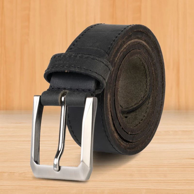 Cinturón de cuero auténtico negro para hombre - Vista 2