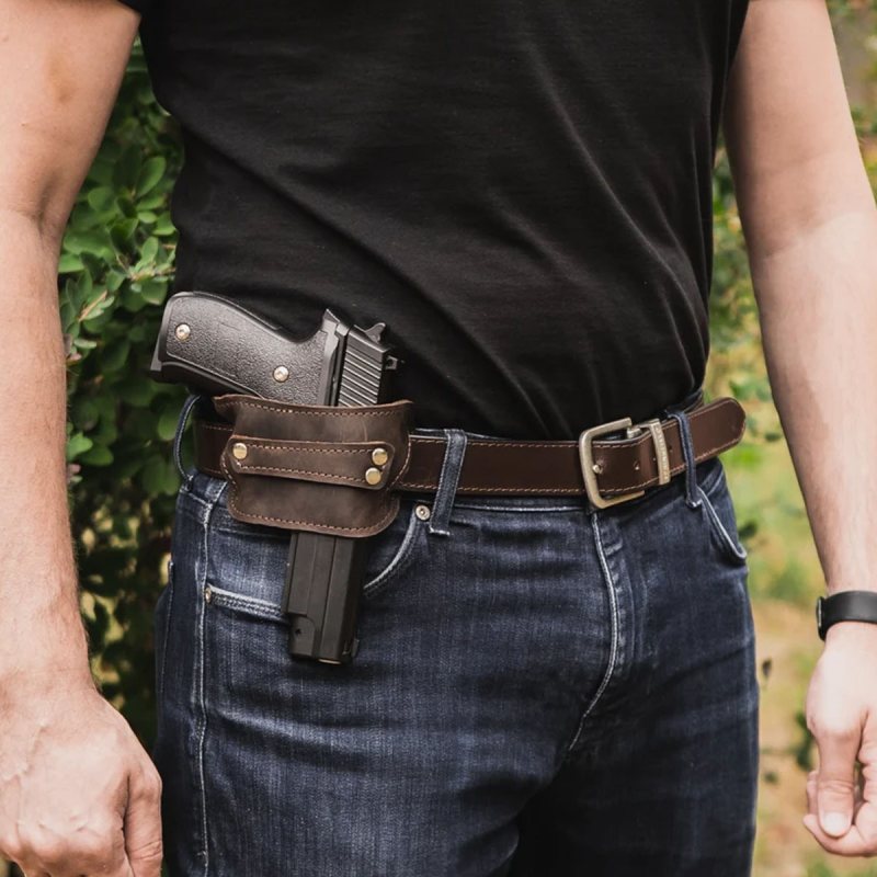 Funda de cuero de paso de cinturón para revólveres y pistolas - Vista 1