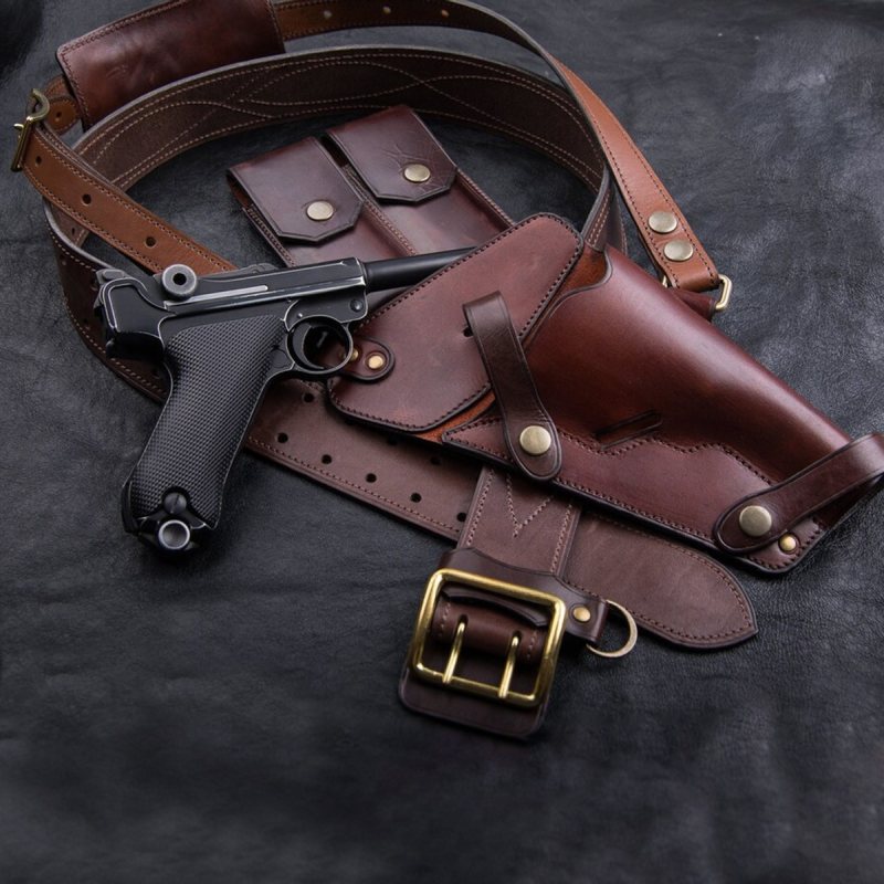 Funda de cinturón vintage de cuero para Luger P08 - Vista 7