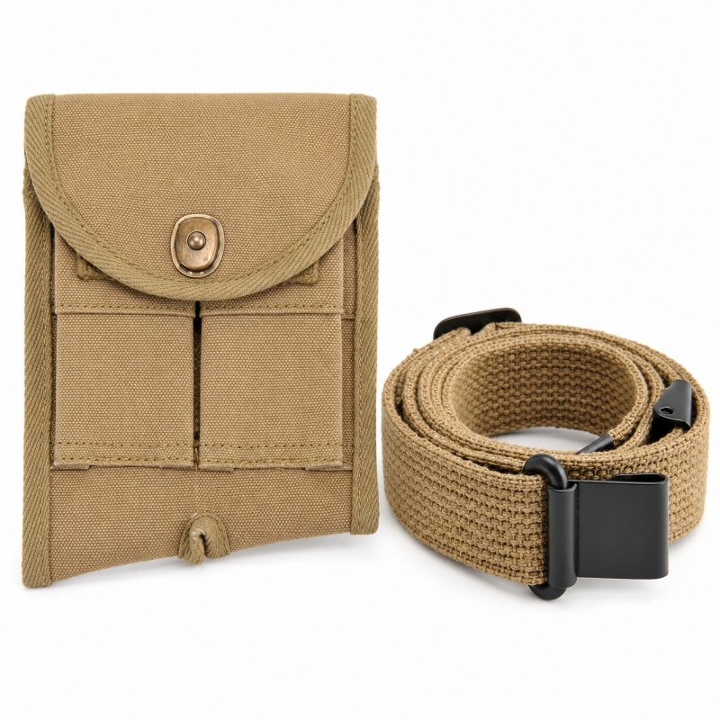 Conjunto de bolsillo de culata y correa de lona para M1 Garand de color caqui - Vista 1