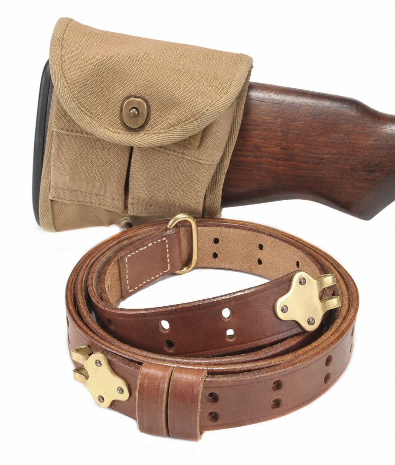 Conjunto de bolsillo de culata y correa de cuero M1907 para M1 Garand de color caqui - Vista 2