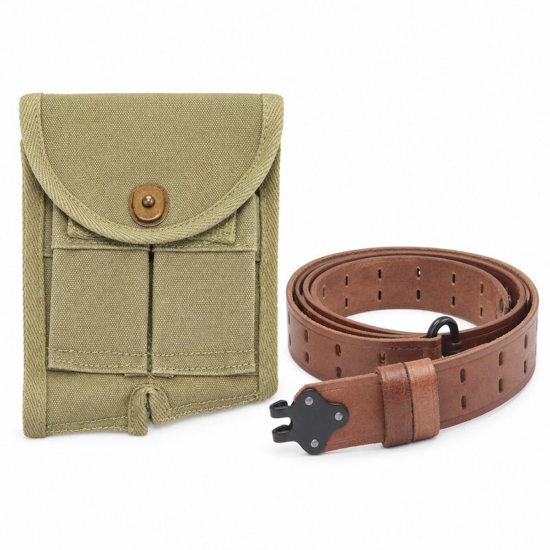 Conjunto de bolsillo de culata y correa de cuero M1907 para M1 Garand de color verde oliva claro - Vista 1