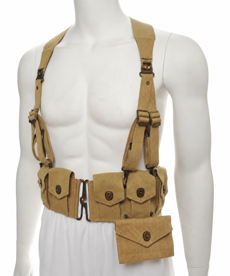 Conjunto de cinturón canana M1923, tirantes y bolsillo de primeros auxilios de color caqui - Vista 2
