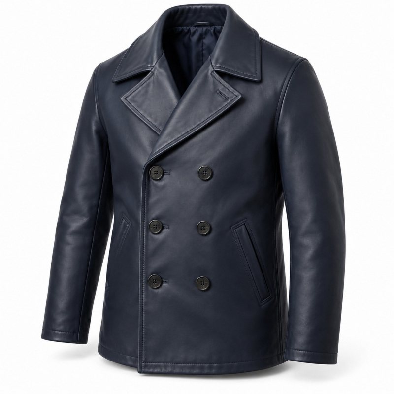 Chaquetón marinero de piel para hombre - Vista frontal completa