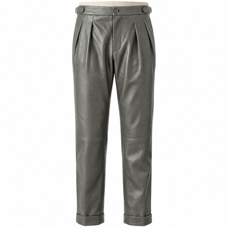 Pantalón Gurkha de cuero napa gris para hombre - Vista 1