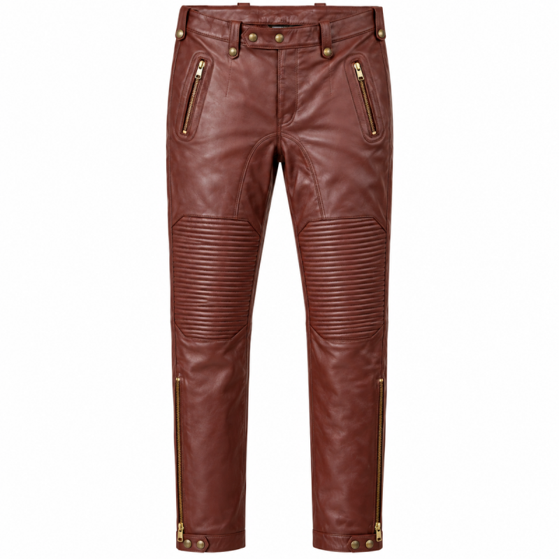 Pantalón Belafonte de piel de cordero granate para hombre - Vista 6