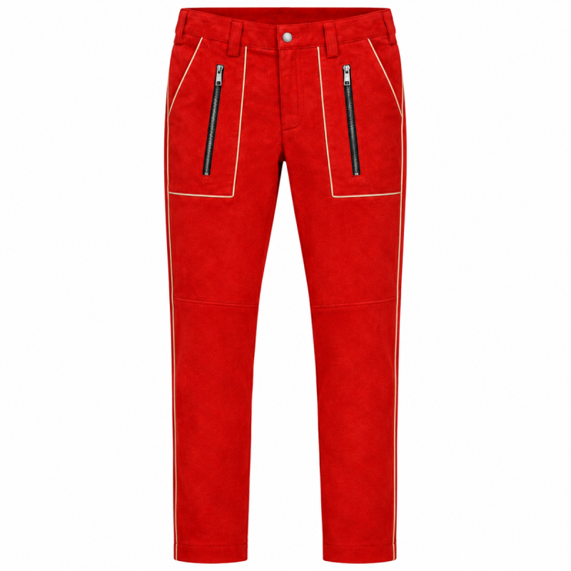 Pantalón motero Moto Rally de ante rojo para hombre - Vista 4