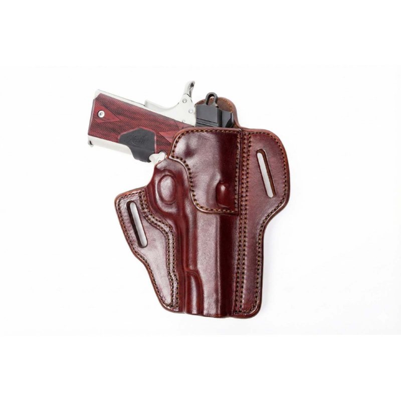 Funda de porte oculto de cuero marrón tipo pancake - Vista 2