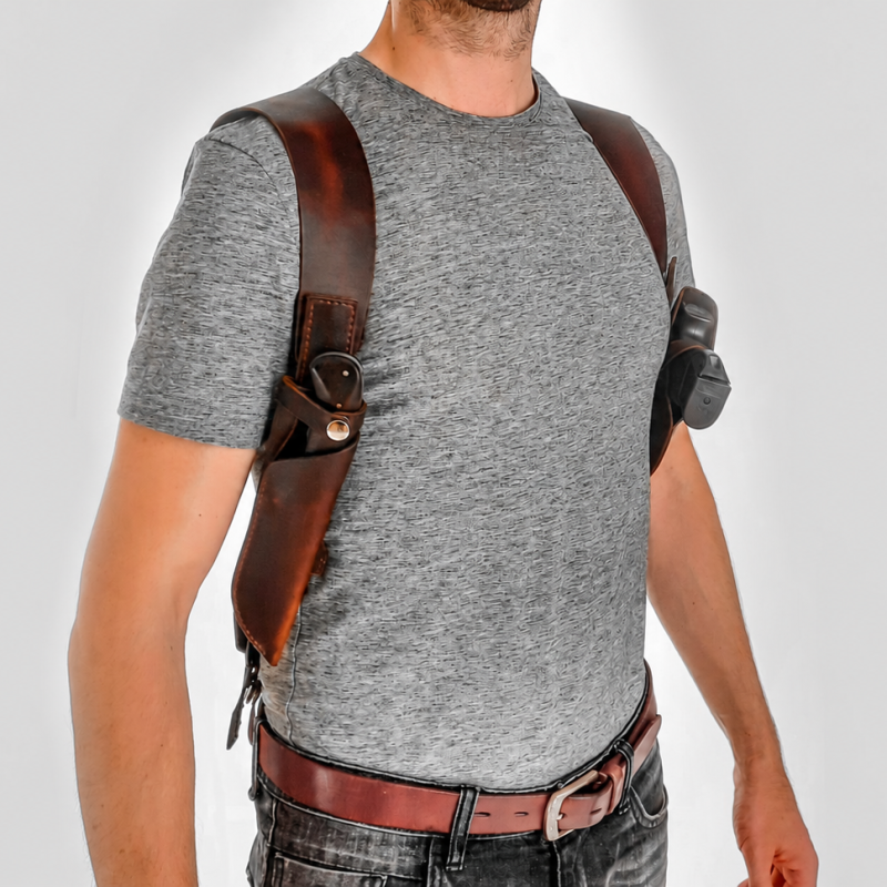 Conjunto modular de fundas de hombro de cuero para arma y cuchillo - Vista 1