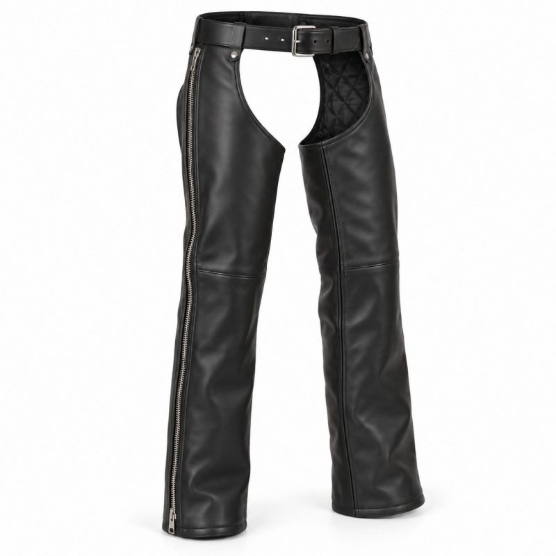 Chaps de piel con forro térmico extraíble - Vista frontal completa