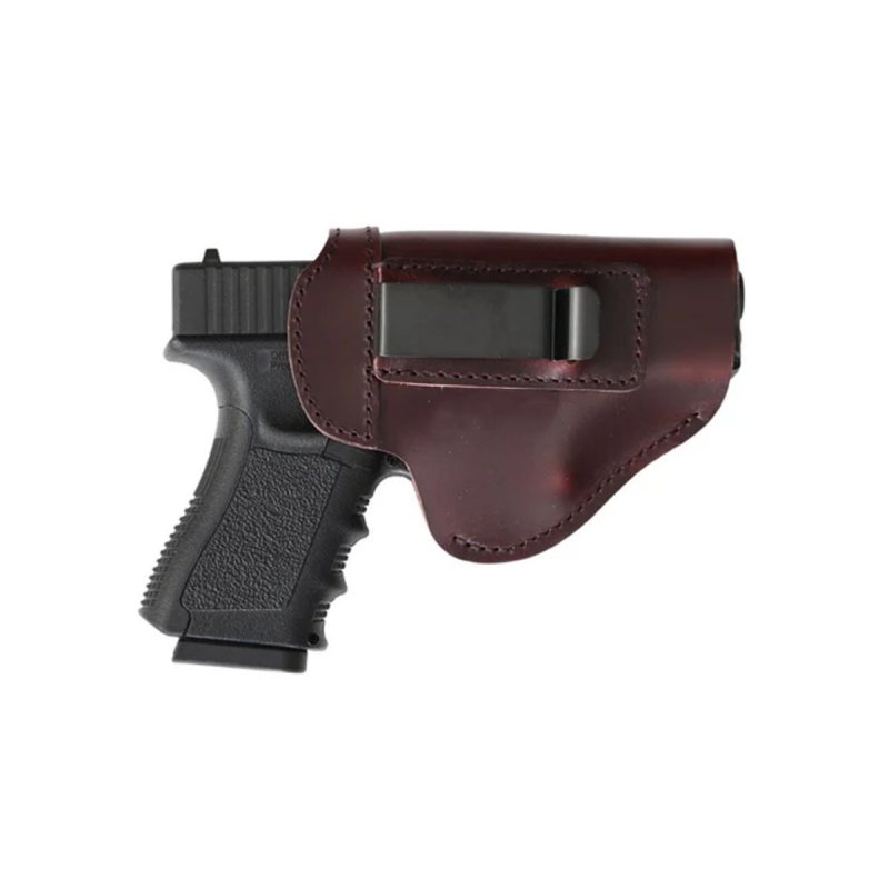 Funda interior IWB de cuero burdeos con clip de acero - Vista 8
