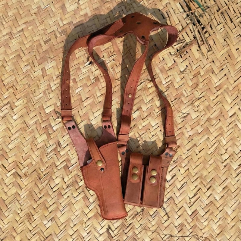 Funda de hombro de cuero para 9mm con portacargadores - Vista 4