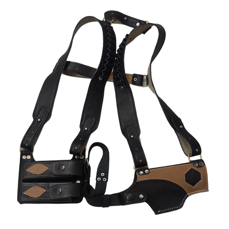 Funda de hombro de cuero negro con portacargador doble - Vista 9