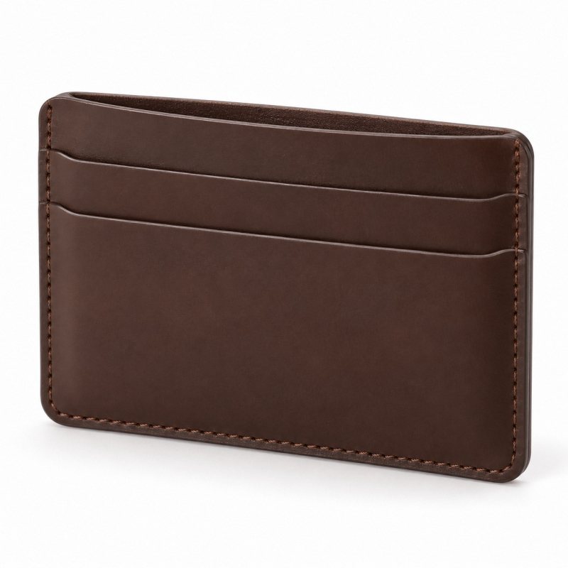 Tarjetero fino de piel para bolsillo delantero - Vista exterior cerrada