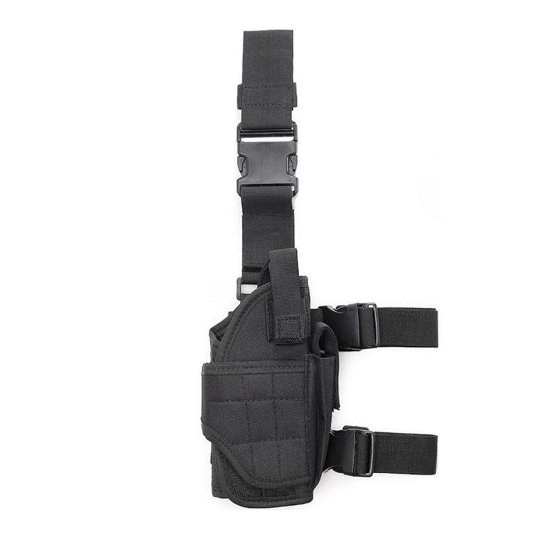 Funda táctica de pernera de nailon negro con correas ajustables - Vista 4