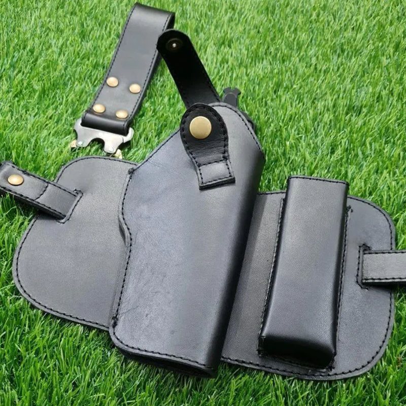 Funda táctica de pernera de cuero negro - Vista 13