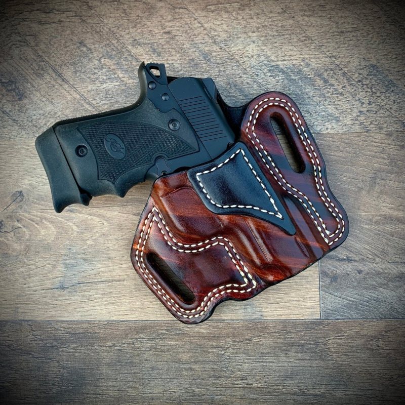 Funda exterior OWB de cinturón de cuero con acabado color nogal - Vista 7