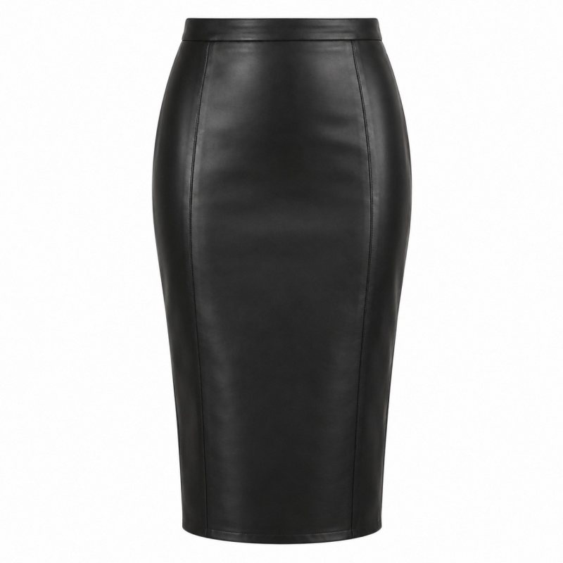 Falda midi de tubo de piel para mujer - Vista completa del producto